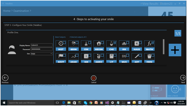 YataBox creating your exam profile